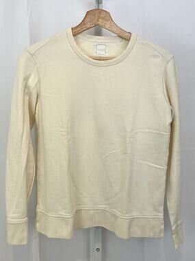 JASON SCOTT Crew Neck Pullover Sweatshirt Long Sleeve Pima Cotton Ivory Cream XS